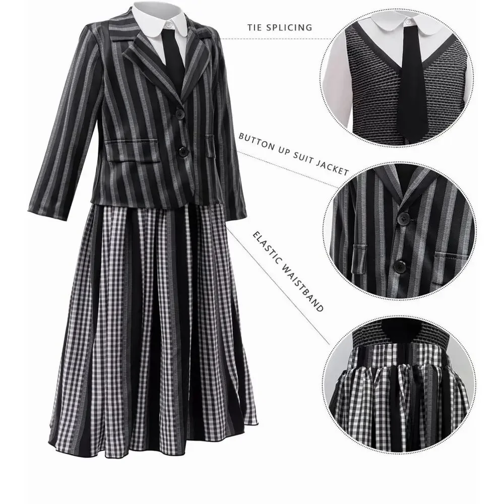 Girls Cosplay Outfit Kids Halloween Black Dress Costume for Ages 6-8 Size 120.